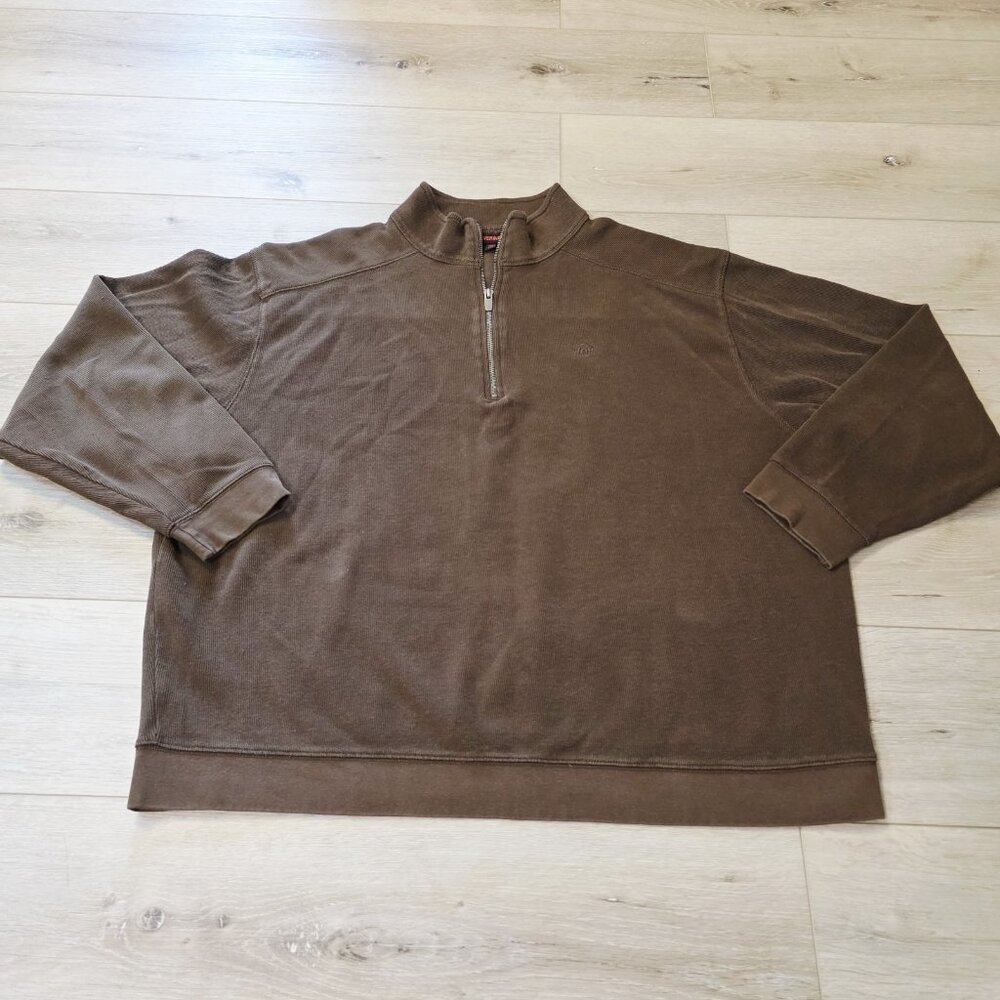 Wolverine Shirt Mens XXL Brown Knit Long Sleeve 1/4 Zip Mock Neck